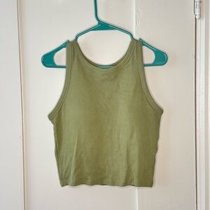 UNIQLO Ribbed Cropped Bra Top in color light/medium green